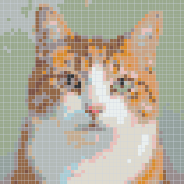 52 by 52 cat pattern with pale green background beads around the subject.